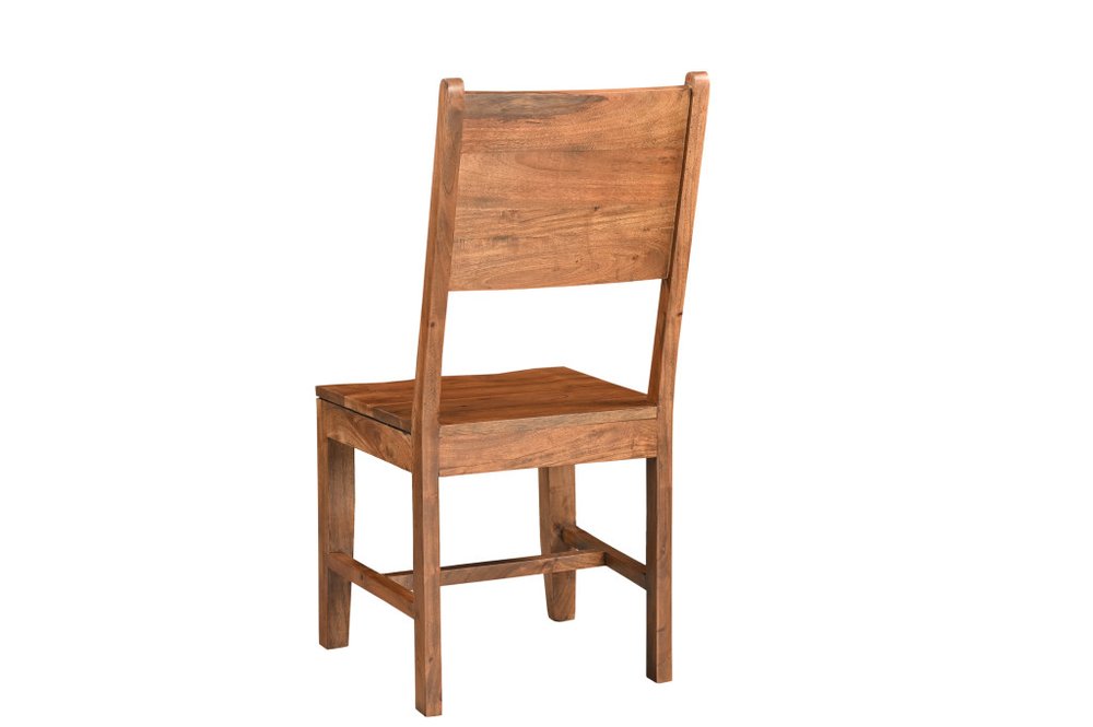 Set of Two Brown Solid Wood Open Back Dining Side Chairs