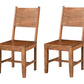 Set of Two Brown Solid Wood Open Back Dining Side Chairs