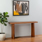 60" Brown Solid Wood Double Pedestal Live Edge Console Table