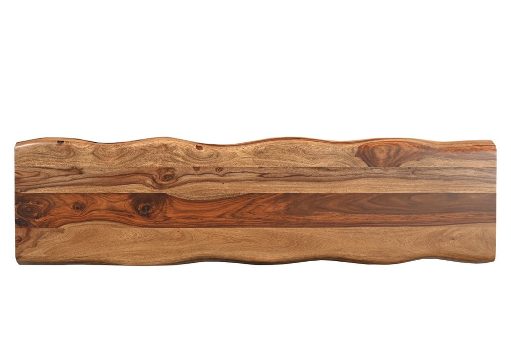 60" Brown Solid Wood Double Pedestal Live Edge Console Table