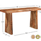 60" Brown Solid Wood Double Pedestal Live Edge Console Table