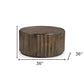 36" Brown Solid Wood Round Drum Coffee Table