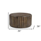 36" Brown Solid Wood Round Drum Coffee Table