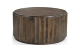 36" Brown Solid Wood Round Drum Coffee Table