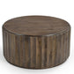 36" Brown Solid Wood Round Drum Coffee Table