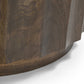 36" Brown Solid Wood Round Drum Coffee Table