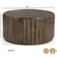 36" Brown Solid Wood Round Drum Coffee Table
