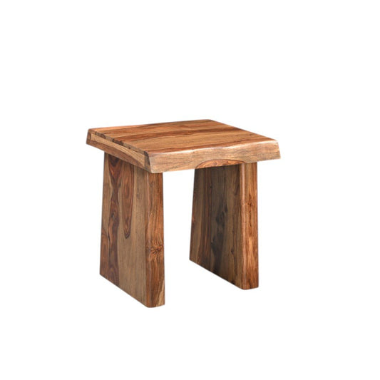 23" Brown Solid Wood Square Live Edge End Table