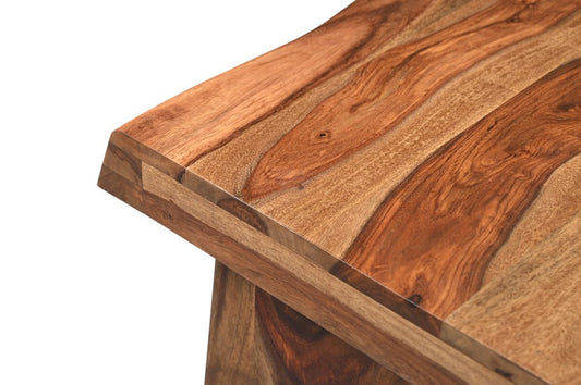 23" Brown Solid Wood Square Live Edge End Table