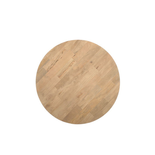 24" Natural Solid Wood Round Cross Leg End Table