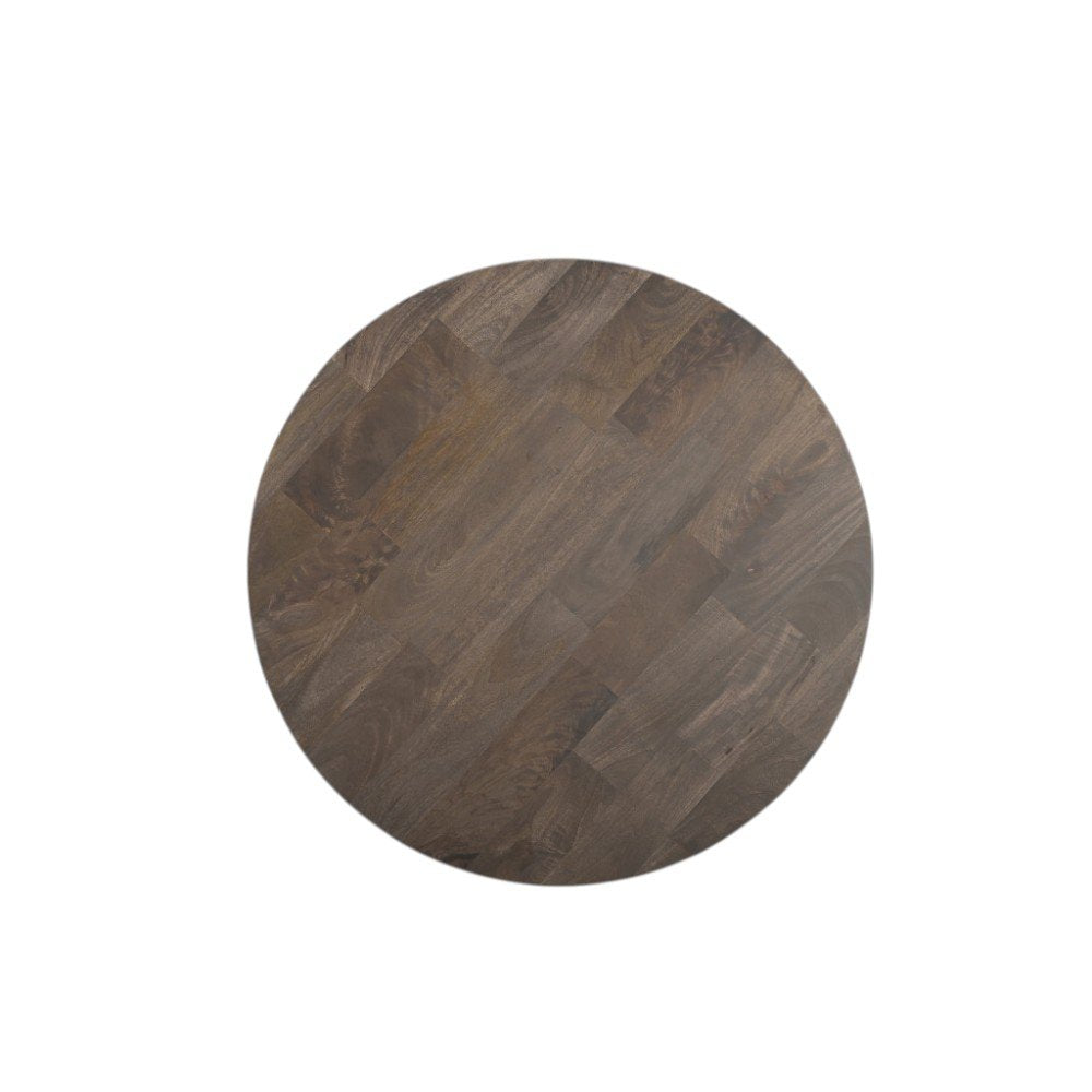 24" Brown Solid Wood Round Cross Leg End Table