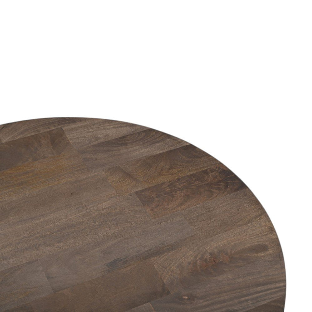 24" Brown Solid Wood Round Cross Leg End Table