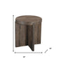 24" Brown Solid Wood Round Cross Leg End Table