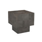 22" Gray Distressed Solid Wood Square Block End Table