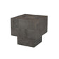 22" Gray Distressed Solid Wood Square Block End Table