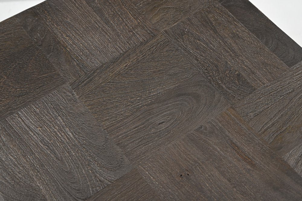 22" Gray Distressed Solid Wood Square Block End Table