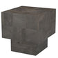 22" Gray Distressed Solid Wood Square Block End Table