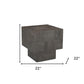 22" Gray Distressed Solid Wood Square Block End Table