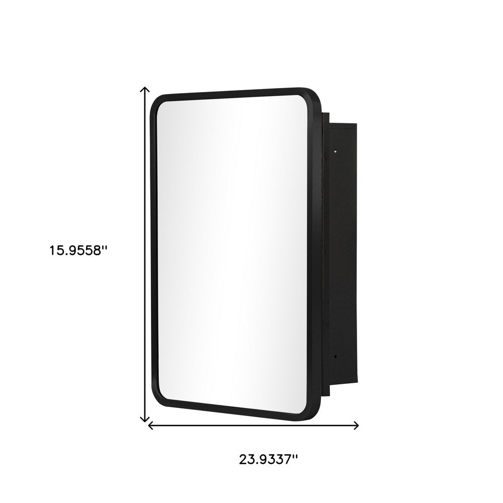 24" Black And Clear Wood Wall Mounted Single Door Medicine Cabinet
