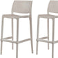 Set of Two 30" Taupe Faux Rattan Outdoor Bar Height Chairs
