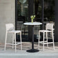 Set of Two 30" White Faux Rattan Low Back Outdoor Bar Height Chairs