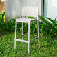 Set of Two 30" White Faux Rattan Low Back Outdoor Bar Height Chairs
