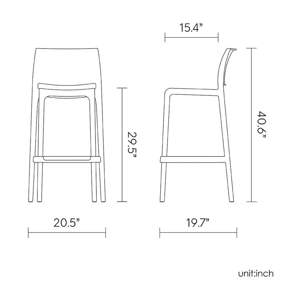 Set of Two 30" White Faux Rattan Low Back Outdoor Bar Height Chairs