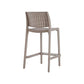 Set of Two 26" Taupe Faux Rattan Low Back Outdoor Counter Height Bar Chairs