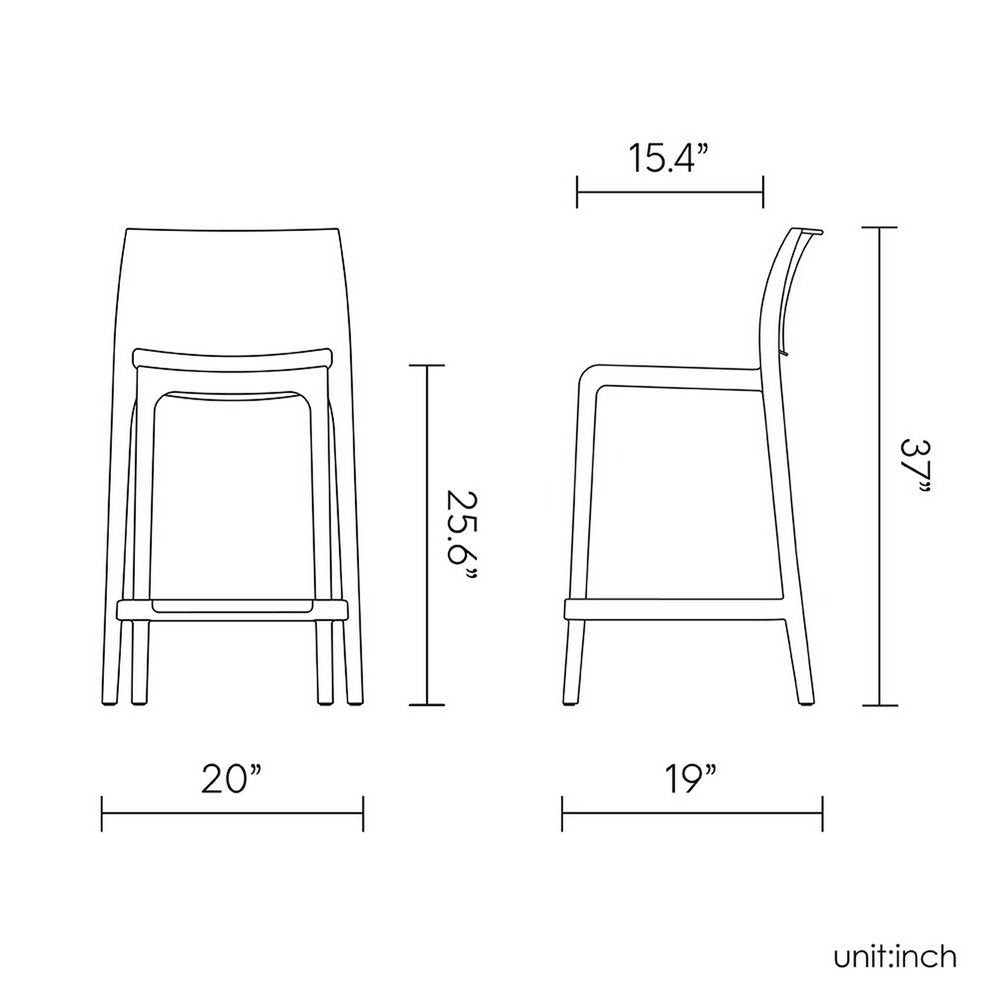 Set of Two 26" Taupe Faux Rattan Low Back Outdoor Counter Height Bar Chairs