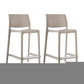 Set of Two 26" Taupe Faux Rattan Low Back Outdoor Counter Height Bar Chairs