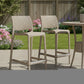 Set of Two 26" Taupe Faux Rattan Low Back Outdoor Counter Height Bar Chairs