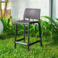 Set of Two 26" Brown Faux Rattan Low Back Outdoor Counter Height Bar Chairs
