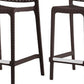 Set of Two 26" Brown Faux Rattan Low Back Outdoor Counter Height Bar Chairs