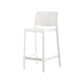 Set of Two 26" White Faux Rattan Low Back Outdoor Counter Height Bar Chairs
