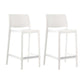 Set of Two 26" White Faux Rattan Low Back Outdoor Counter Height Bar Chairs
