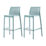 Set of Two 30" Baby Blue Heavy Duty Plastic Low Back Outdoor Bar Height Chairs