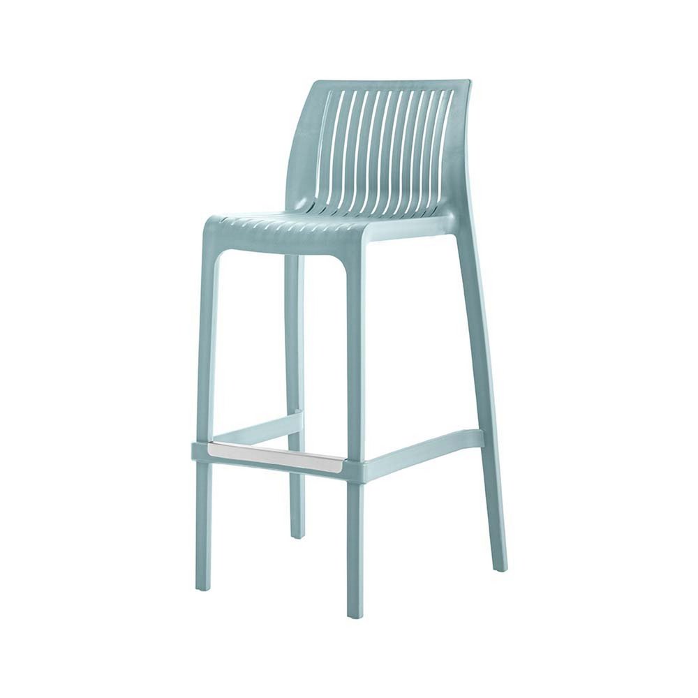 Set of Two 30" Baby Blue Heavy Duty Plastic Low Back Outdoor Bar Height Chairs