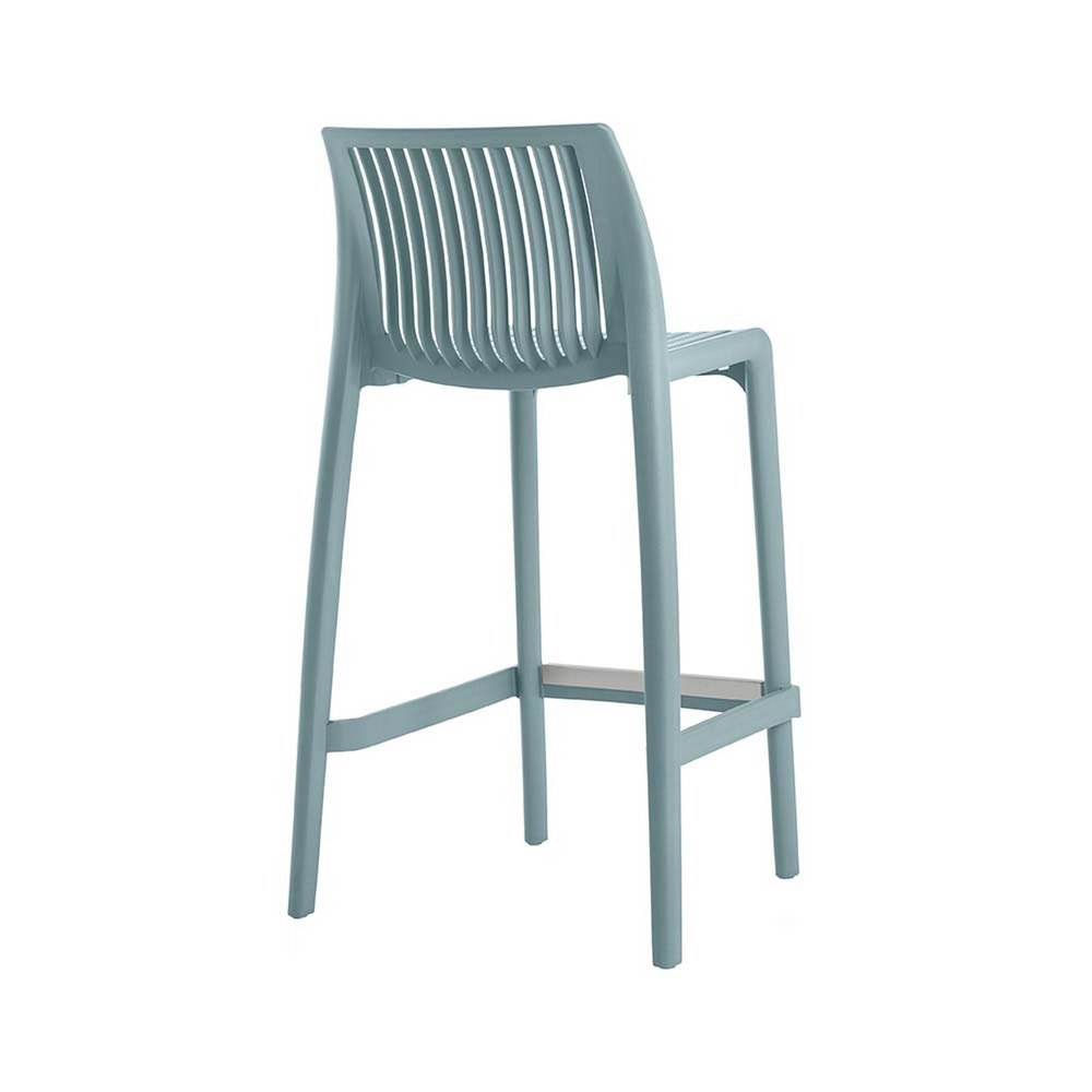 Set of Two 30" Baby Blue Heavy Duty Plastic Low Back Outdoor Bar Height Chairs