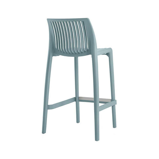 Set of Two 30" Baby Blue Heavy Duty Plastic Low Back Outdoor Bar Height Chairs