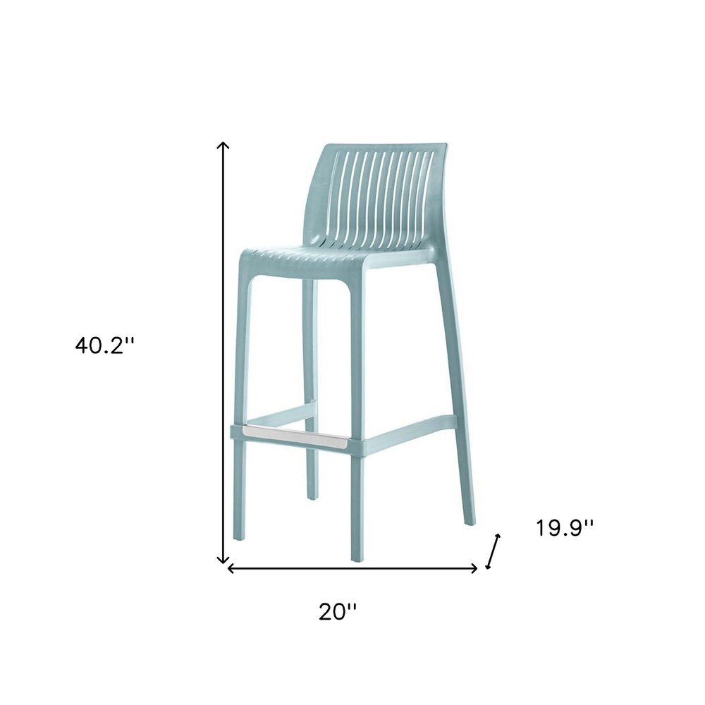 Set of Two 30" Baby Blue Heavy Duty Plastic Low Back Outdoor Bar Height Chairs