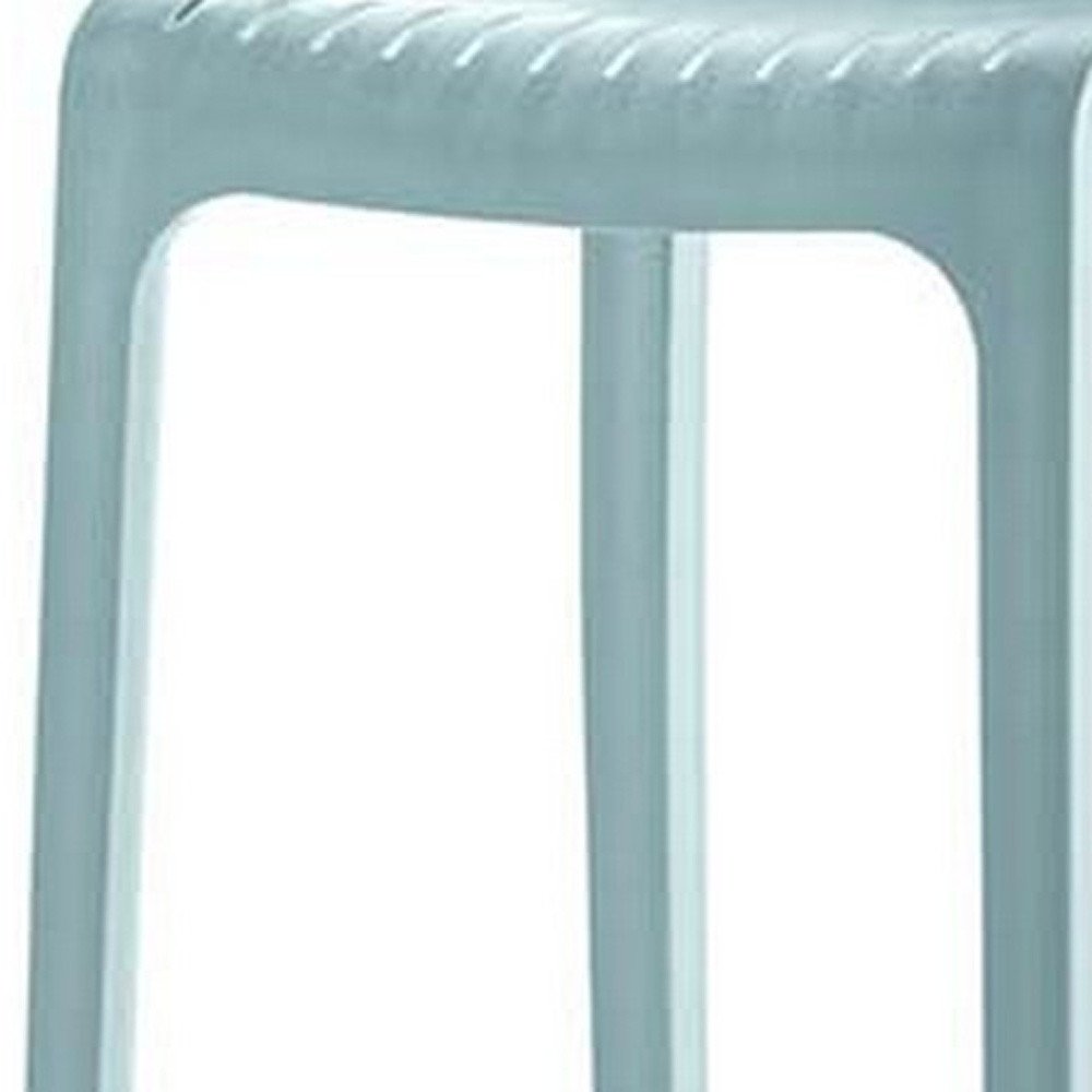 Set of Two 30" Baby Blue Heavy Duty Plastic Low Back Outdoor Bar Height Chairs