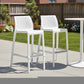Set of Two 30" White Heavy Duty Plastic Low Back Outdoor Bar Height Chairs