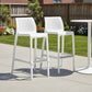 Set of Two 30" White Heavy Duty Plastic Low Back Outdoor Bar Height Chairs