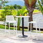 Set of Two 30" White Heavy Duty Plastic Low Back Outdoor Bar Height Chairs