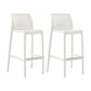 Set of Two 30" White Heavy Duty Plastic Low Back Outdoor Bar Height Chairs