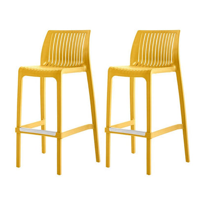 Set of Two 30" Yellow Heavy Duty Plastic Outdoor Bar Height Chairs