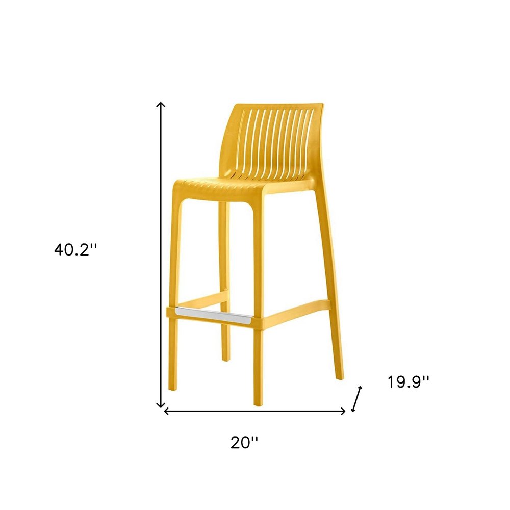 Set of Two 30" Yellow Heavy Duty Plastic Outdoor Bar Height Chairs