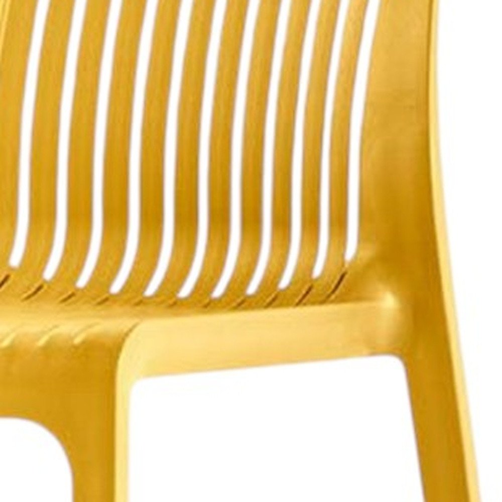 Set of Two 30" Yellow Heavy Duty Plastic Outdoor Bar Height Chairs