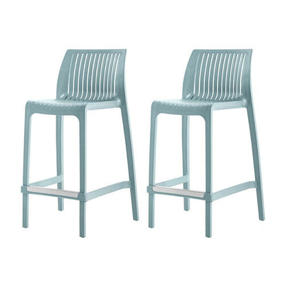 Set of Two 26" Baby Blue Heavy Duty Plastic Low Back Outdoor Counter Height Bar Chairs