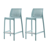 Set of Two 26" Baby Blue Heavy Duty Plastic Low Back Outdoor Counter Height Bar Chairs